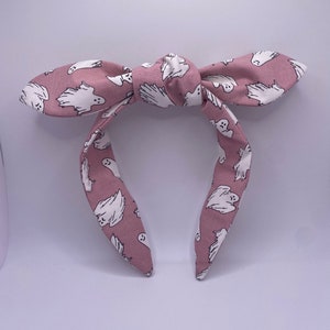 Halloween Ghosts Headband | Mini Ghosts Pink Glow in the Dark Topknot Headband | Ghost Headband | Halloween Headband | Gothic Headband