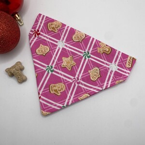 Christmas Dog Bandana (Over the Collar) - Pink Cookies Dog Bandana | Christmas Dog Bandana | Pink Christmas Dog Bandana