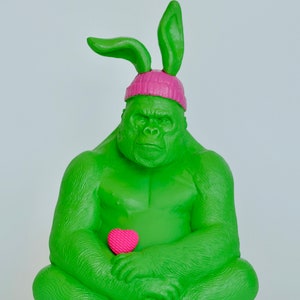 Handmade Pop Art Gorilla Sculpture: Neon Urban Decor (12 inch)