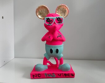 11 inch Neon colorful pop art sculpture statue bust,eclectic decor,quirky decor statue,urban street art sculpture,modern unique graffiti art