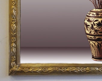 Oversize ornate wall-mounted Italian mirror in antique style for entrance fireplace living-room