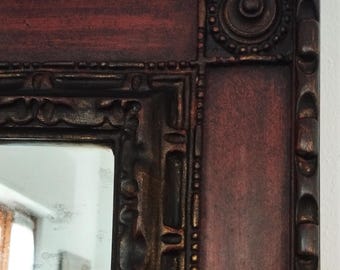 Vintage 1960s Palladio Mirror: Antiqued Glass and Lacquered Wood Frame