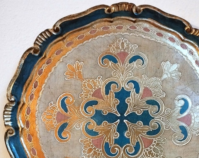 Italian Florentine Decorated Tray Gilt Wooden Serving Tray Traditional ...
