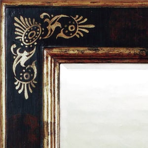 Gilded Italian Wall Mirror: Large Rectangular Antique Style, Floral Accents