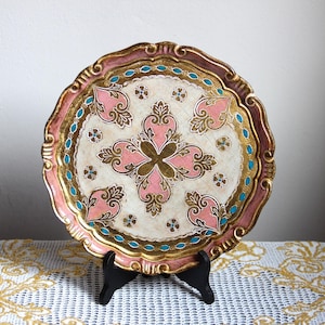 Florentine Tray: Hand-Gilded Wooden Serving Platter, Antique Style (11.2&quot;)