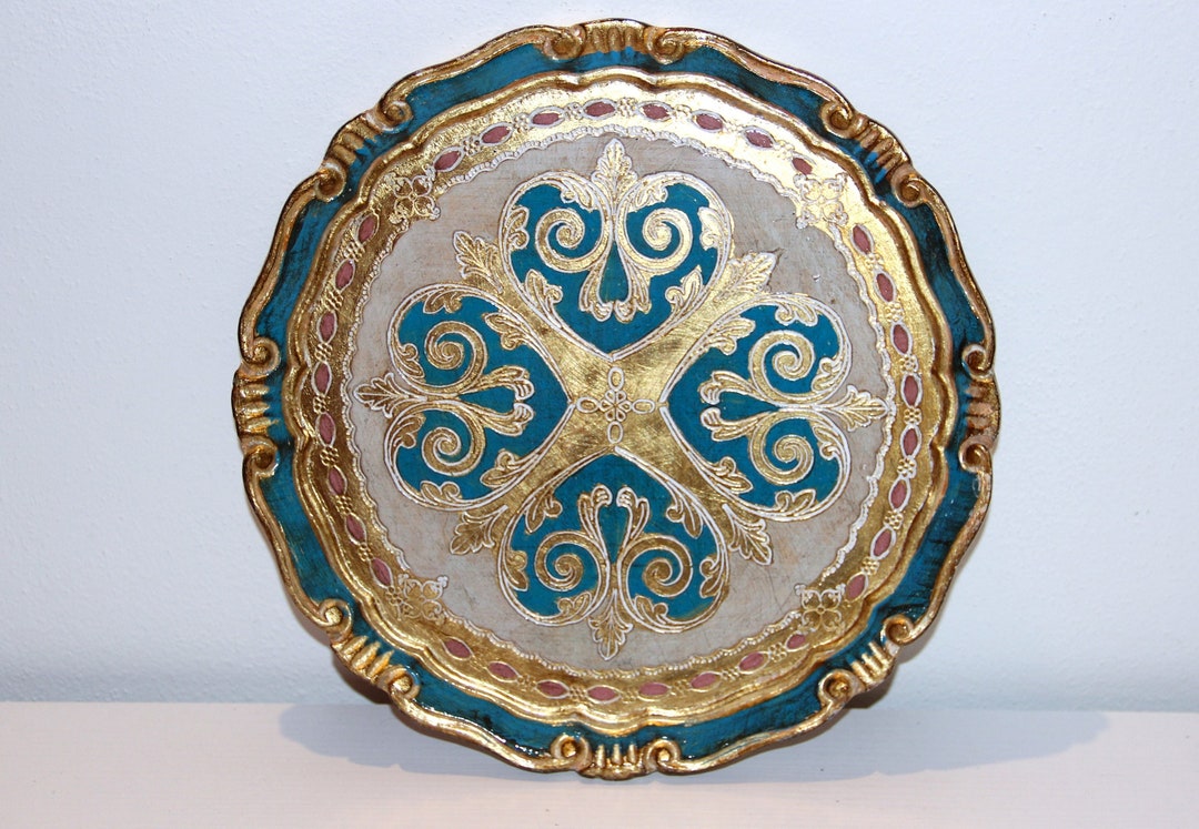 Italian Florentine Decorated Tray Gilt Wooden Serving Tray Traditional ...