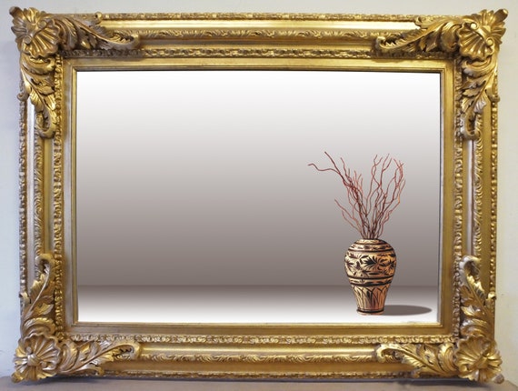 Large Rectangular Gold Italian Mirror In Antique Style Made By New Zealand Large Rectangular Gold Italian Mirror, Large Gold Framed Mirror Nz