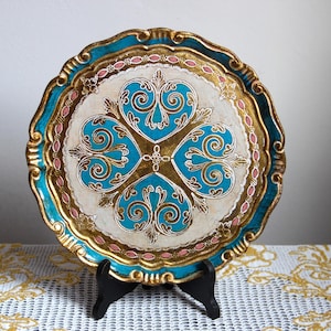 Handcrafted Florentine Tray: Gilt Wooden Platter, Italian Decor (11.2&quot;)