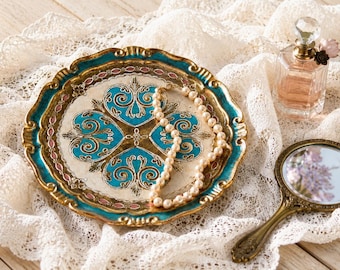 Florentine Gilt Wooden Serving Tray. Finest Floral Design, Artisanal Italian Golden Platter. Hand-Crafted