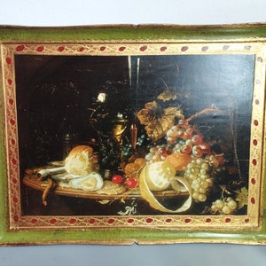 Vintage Florentine Tray: Large 80s Renaissance Style Still-Life Platter