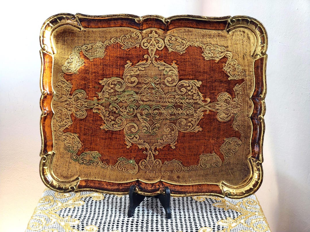 Vintage Florentine Gilt Tray: Ornate Italian Serving Platter - Etsy