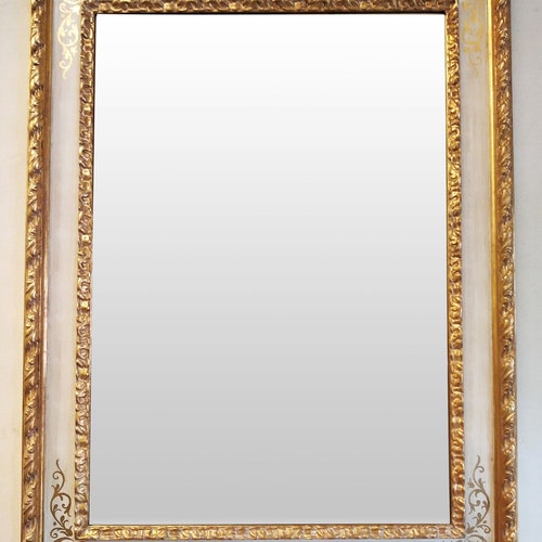 Miroir italien surdimensionné en or doré : style florentin antique