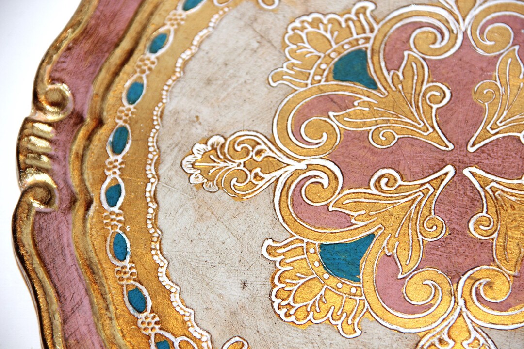 Italian Florentine Decorated Tray Gilt Wooden Serving Tray Traditional ...