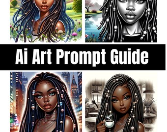 Serene Beauty: Digital Airbrush Cartoon Illustration of a Black Woman in Nature