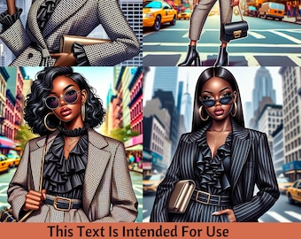 Exklusiver DALL·E3 & ChatGPT v4 AI Art Prompt Guide | Moderner New Yorker Chic | Afroamerikanische Frau | High Fashion | Straßenszene