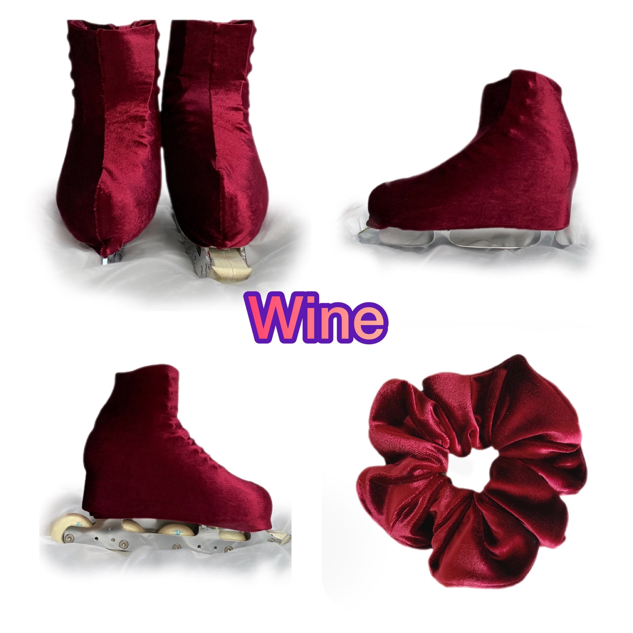 Velvet Skate Boot Covers and Matching Scrunchie in a Variety of Colours