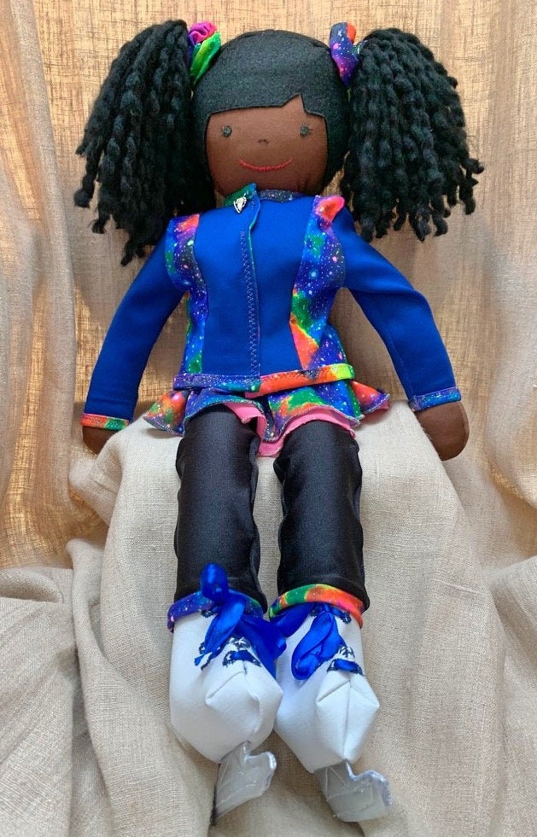 Handmade Rag Doll: Galaxy Print Ice Skater Doll - Etsy