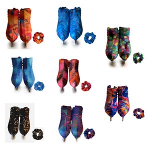 Hoezen voor skateschoenen met patroon en bijpassende scrunchie: rolschaatsen of schaatsen