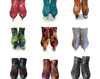 Couvre-bottes de skate assorties à des jupes, des robes ou des vestes. Différentes tailles, couleurs et tissus