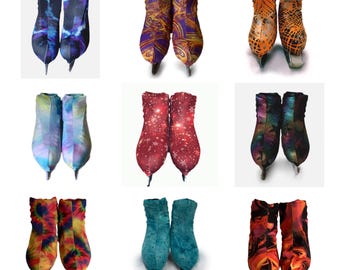 Skate boot covers to match skirts, dresses or jackets. Various sizes, colours and fabric