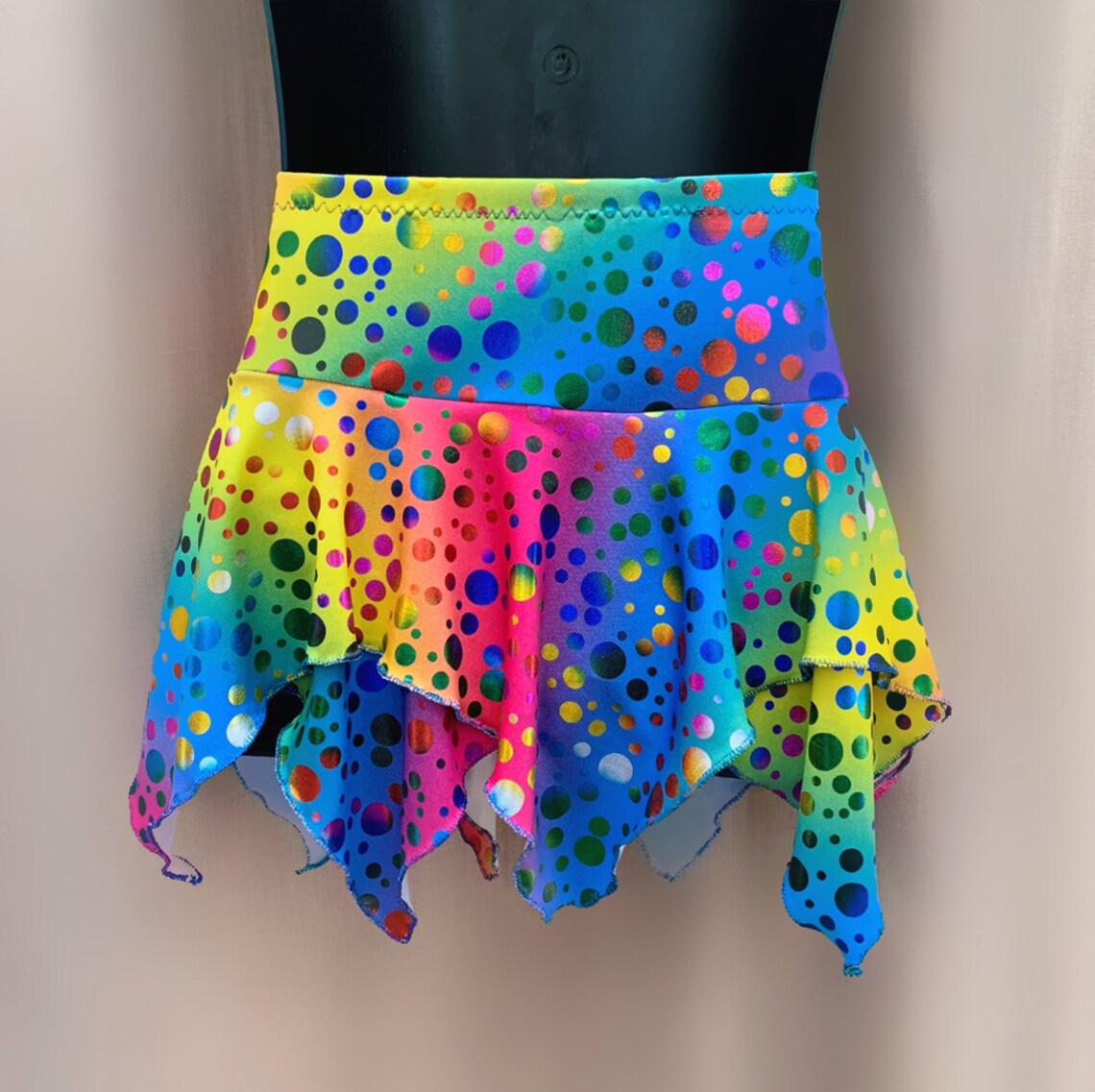 Rainbow Lycra Double Layered Skating Skirt Cut in a Pointy Etsy