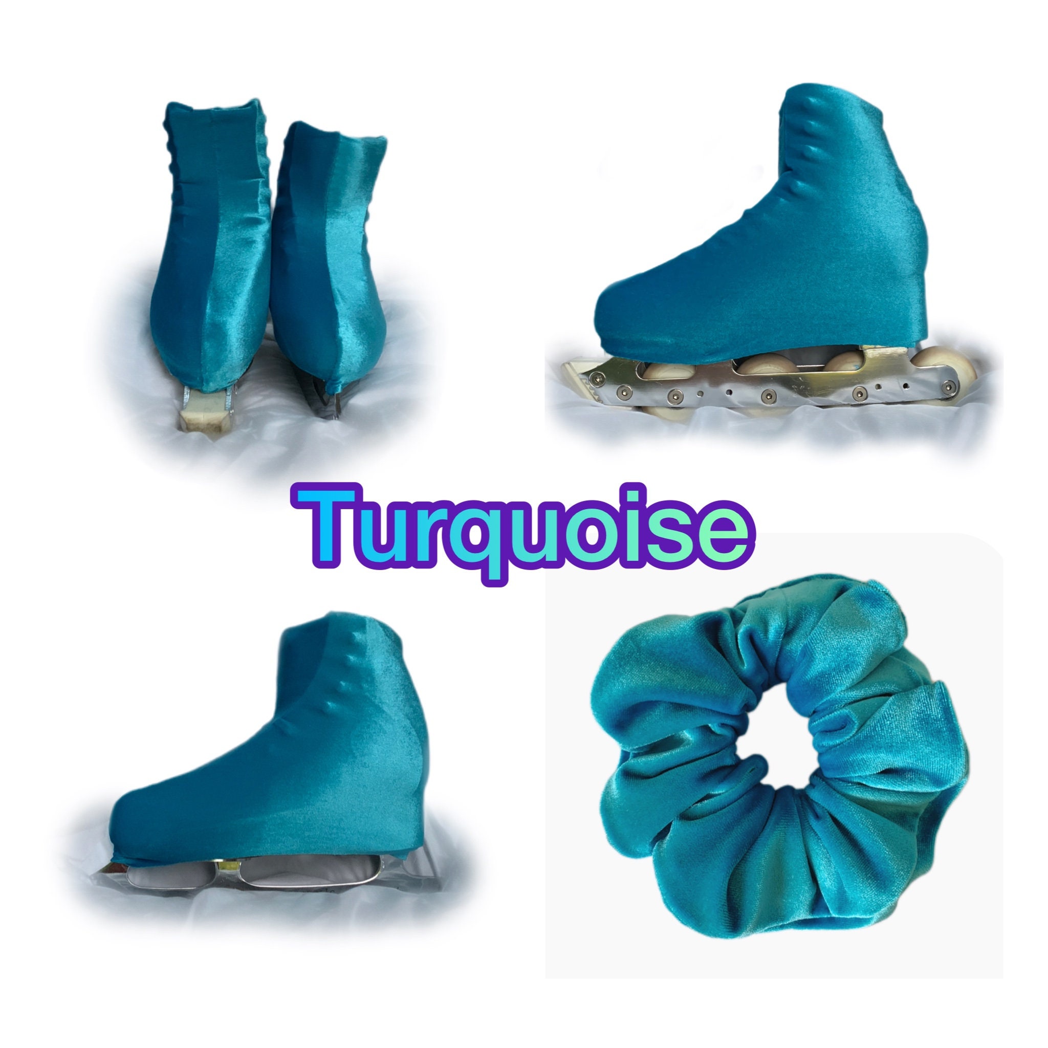 Velvet Skate Boot Covers and Matching Scrunchie in a Variety of Colours