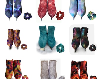 Skate Boot Covers with Matching Scrunchie: Roller or Ice Skates