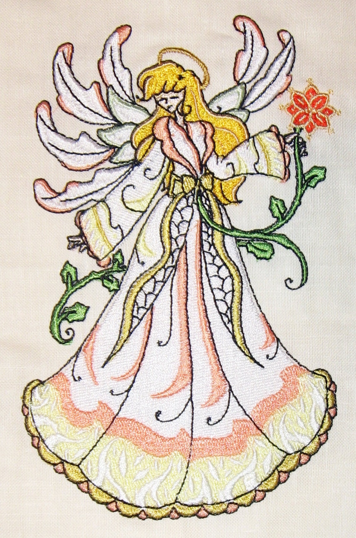 Embroidered Angel Guest Towel Tea Towel Etsy