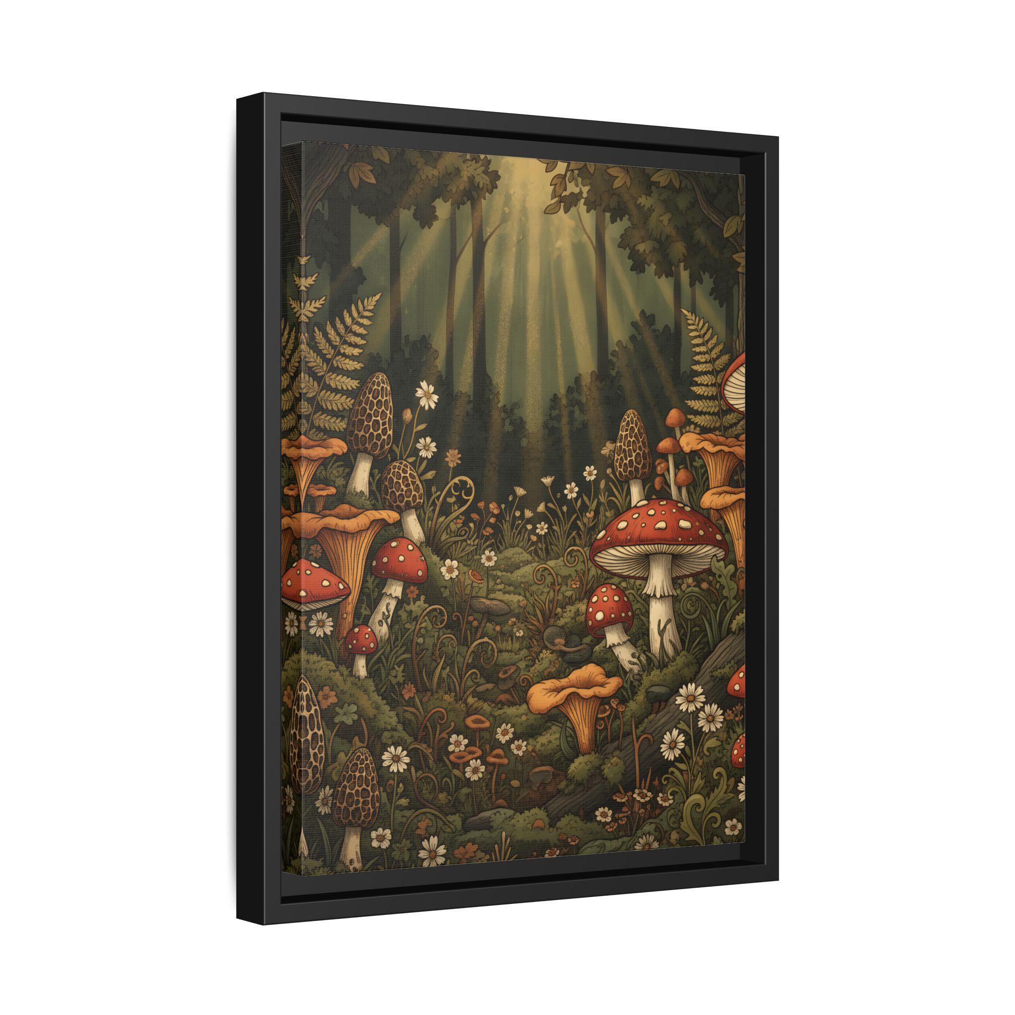 Vintage Mushroom Forest Wall Art Cottagecore Botanical Print Framed ...