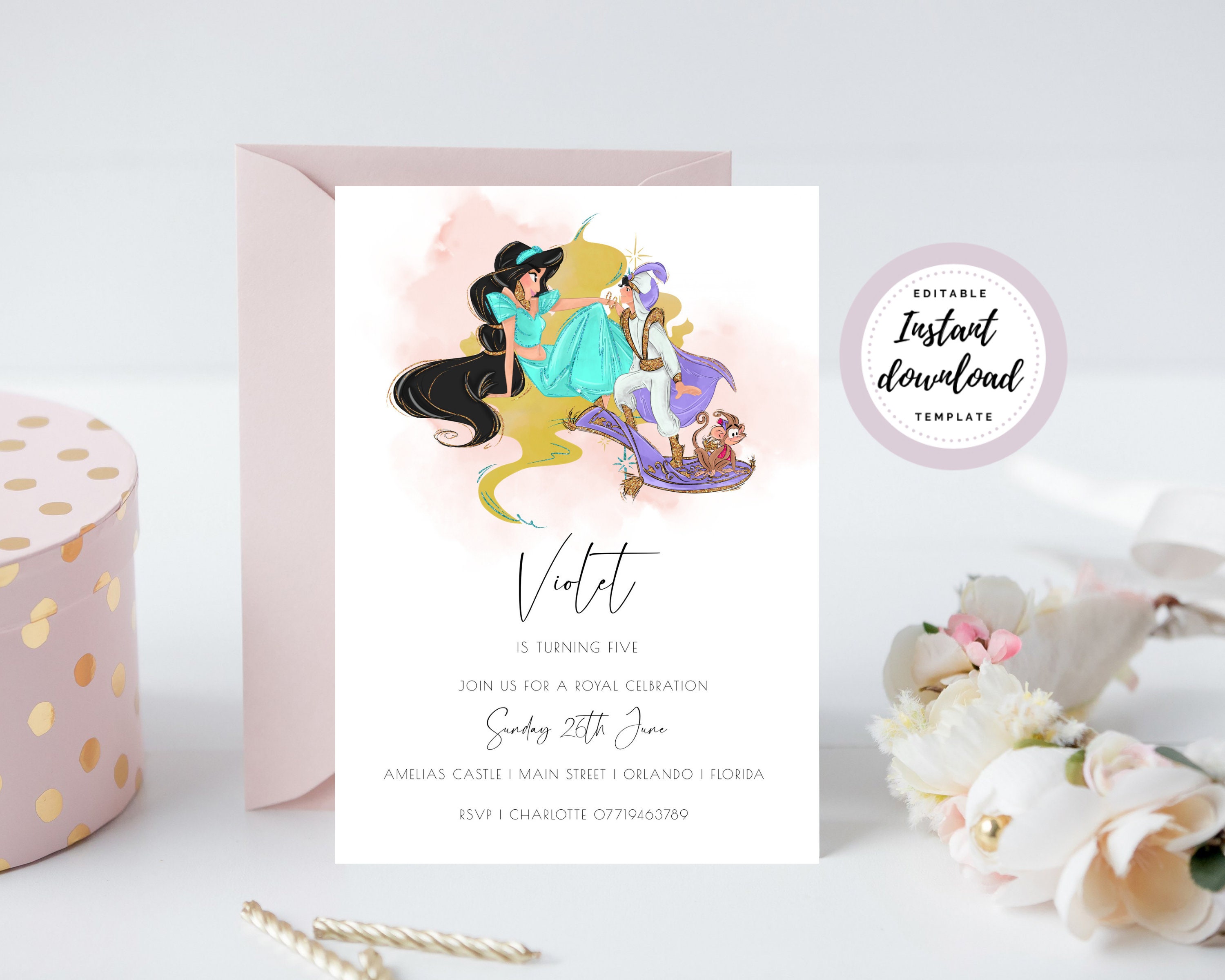 Princess Birthday Invitation Template INSTANT DOWNLOAD | Etsy
