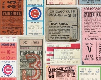Chicago Cubs vintage ticket stub collage print 15 by 24 or 11 by 17