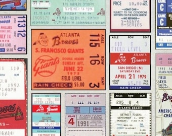 Atlanta Braves vintage ticket stub collage print 11 by 17 or 15 by 24