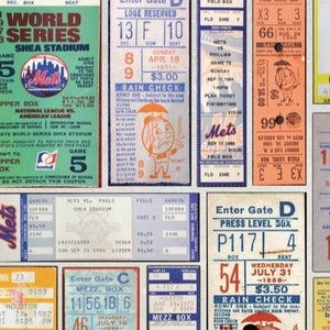 New York Mets vintage ticket stub collage print 11 by 17 or 15 by 24