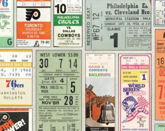 Philadelphia sports vintage ticket stub collage print 15 by 24 or 11 by 17
