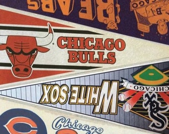 Vintage Chicago sports pennant collage print 11 by 17, 8.5 by 11 or 15 by 24