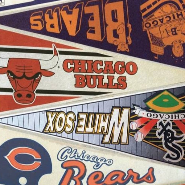 Vintage Chicago sports pennant collage print 11 by 17, 8.5 by 11 or 15 by 24