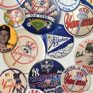 Vintage New York Yankees button collage print 15 by 25, 11 by 17