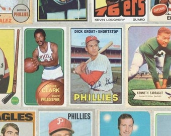 Philadelphia sports vintage trading cards collage print 11 by 17 or 15 by 24