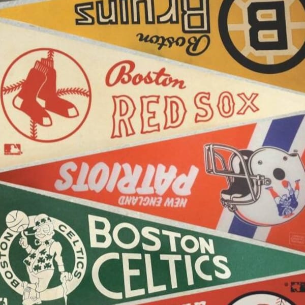 Vintage Boston sports pennant collage print 15 by 24, 11 by 17 or 8.5 by 11