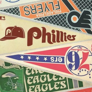 Vintage Philadelphia sports pennant collage poster 15 by 24, 11 by 17 or 8.5 by 11