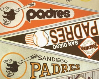 San Diego Padres vintage pennant print 15 by 24, 11 by 17