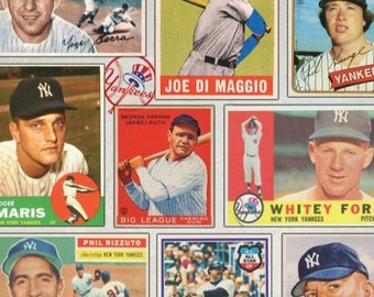 New York Yankees vintage baseball card collage print 11 by 17 or 15 by 24
