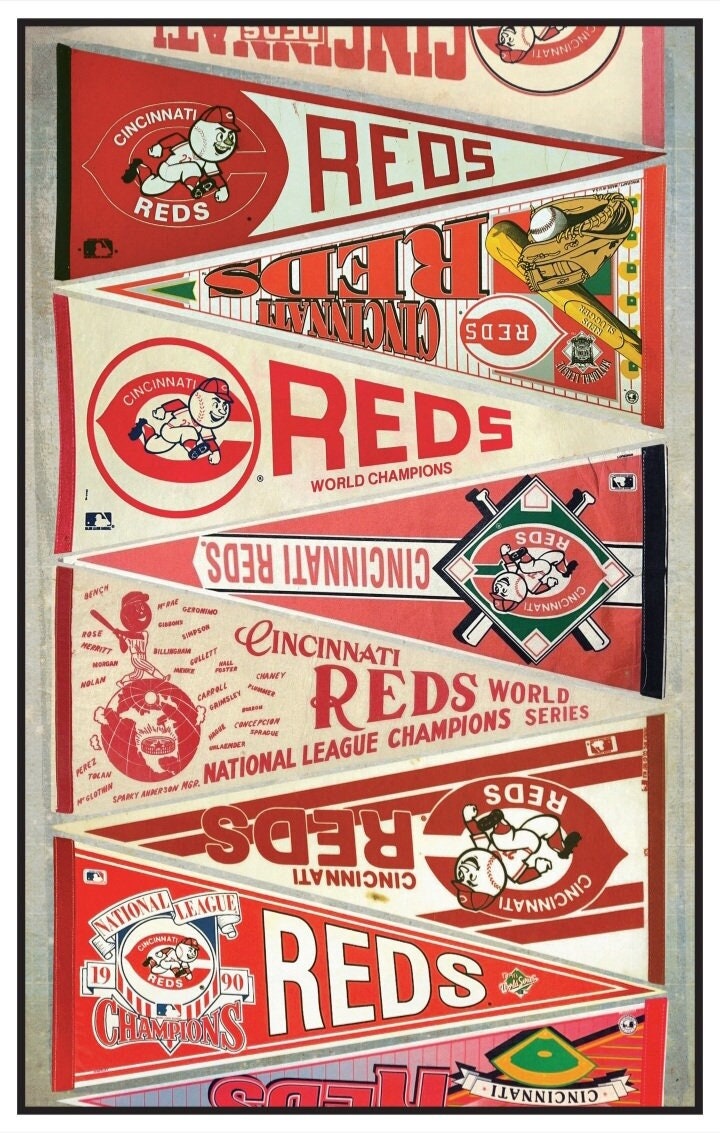 Cincinnati Reds vintage pennant print 15 by 24, 11 by 17