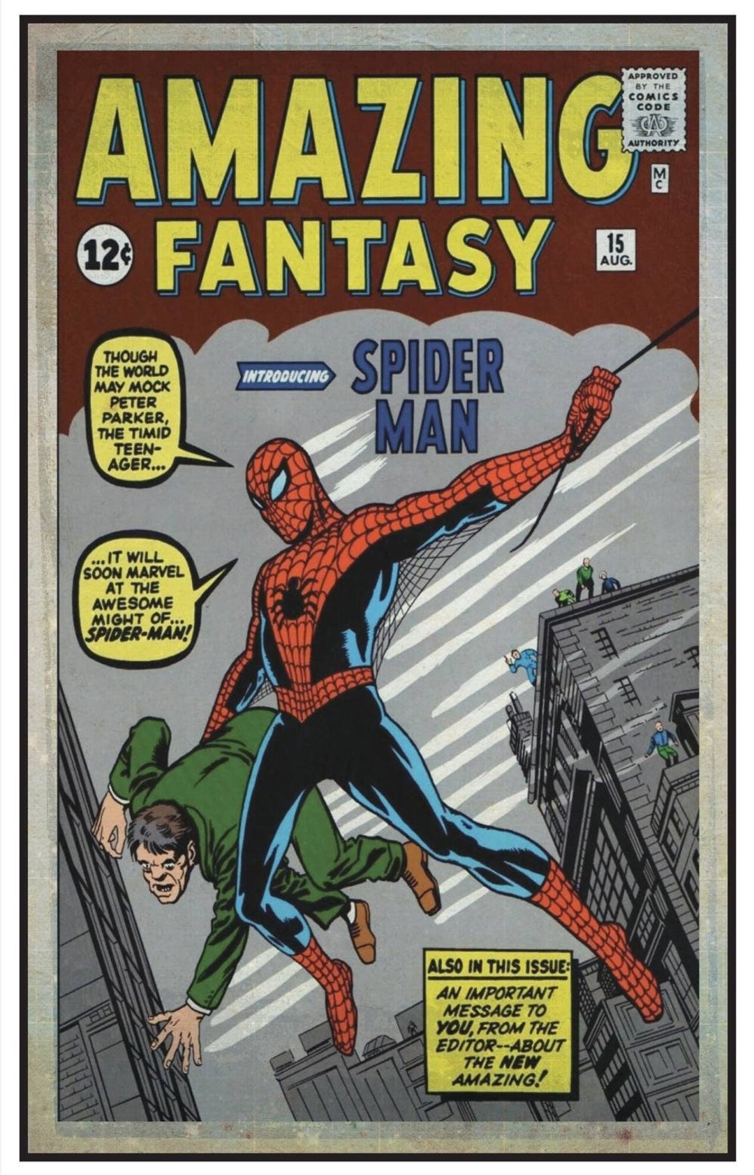 Spider-Man Amazing Fantasy #15 Comic Cover Framed Art Print