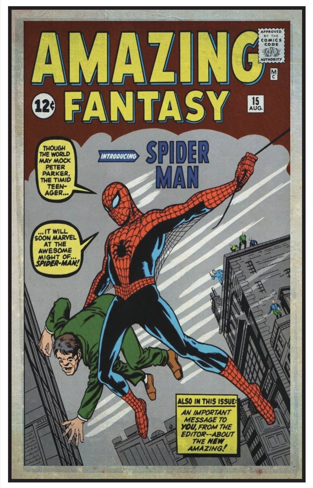 Marvel Comics Amazing Fantasy 15 1st Appearance of Spiderman Cover Print 11  by 17, 8.5 by 11 or 15 by 24 not the Actual Comic Book - Etsy Norway