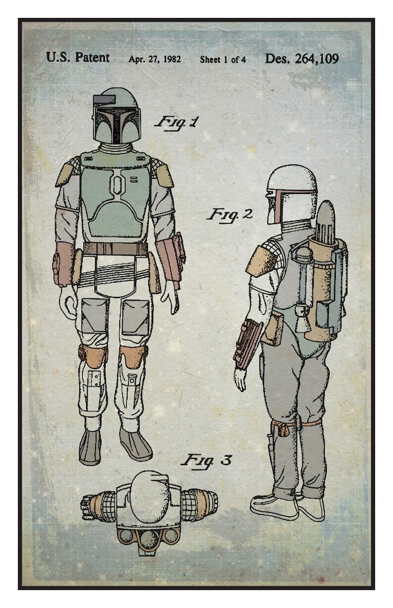 Star Wars Vintage Boba Fett 1982 Action Figure Patent Print 11 by