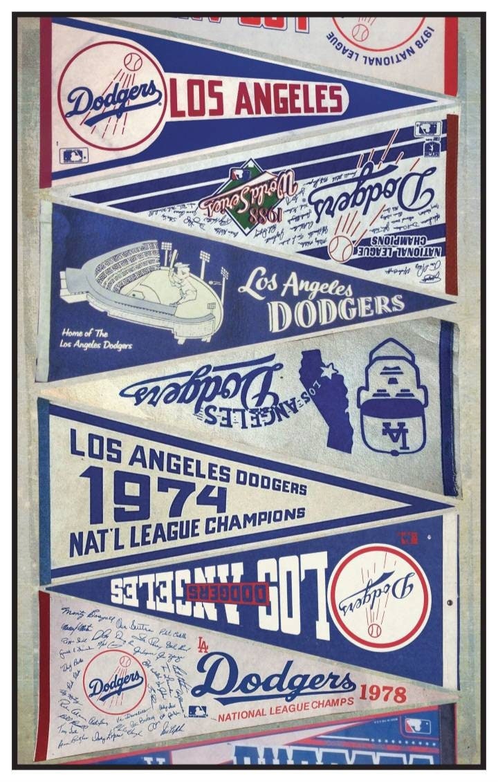 Los Angeles Dodgers Vintage Pennant Print 15 by 24, 11 by 17 - Etsy