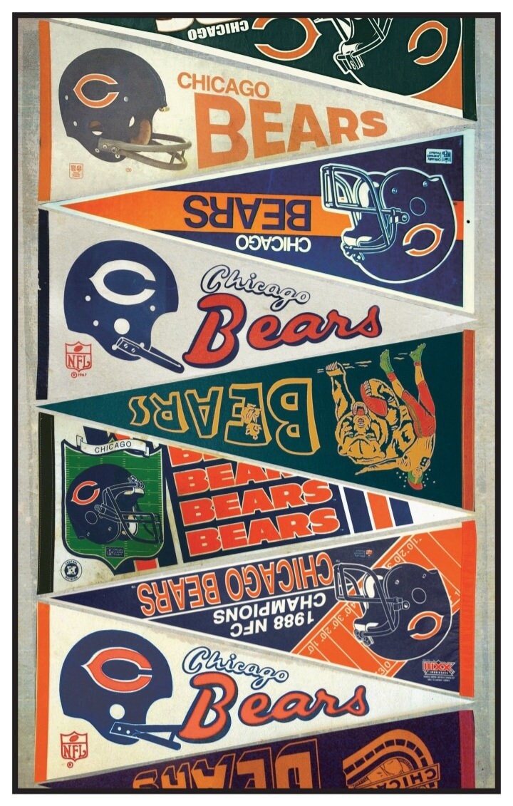Chicago Bears vintage pennant print 15 by 24, 11 by 17