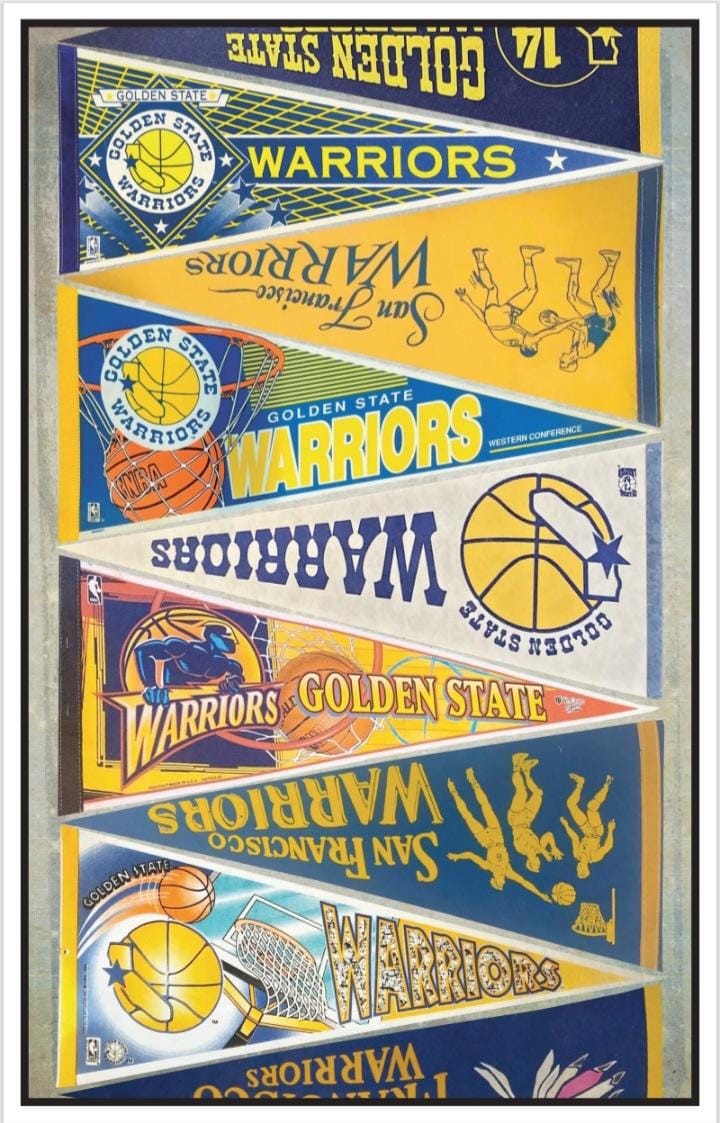 Golden State Warriors vintage pennant poster 11 by 17 or 15 by 24