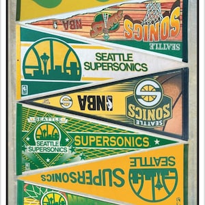 Seattle Supersonics vintage pennant print 11 by 17